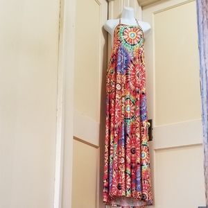 Love Nation Tie Dye Boho Maxi Halter Dress